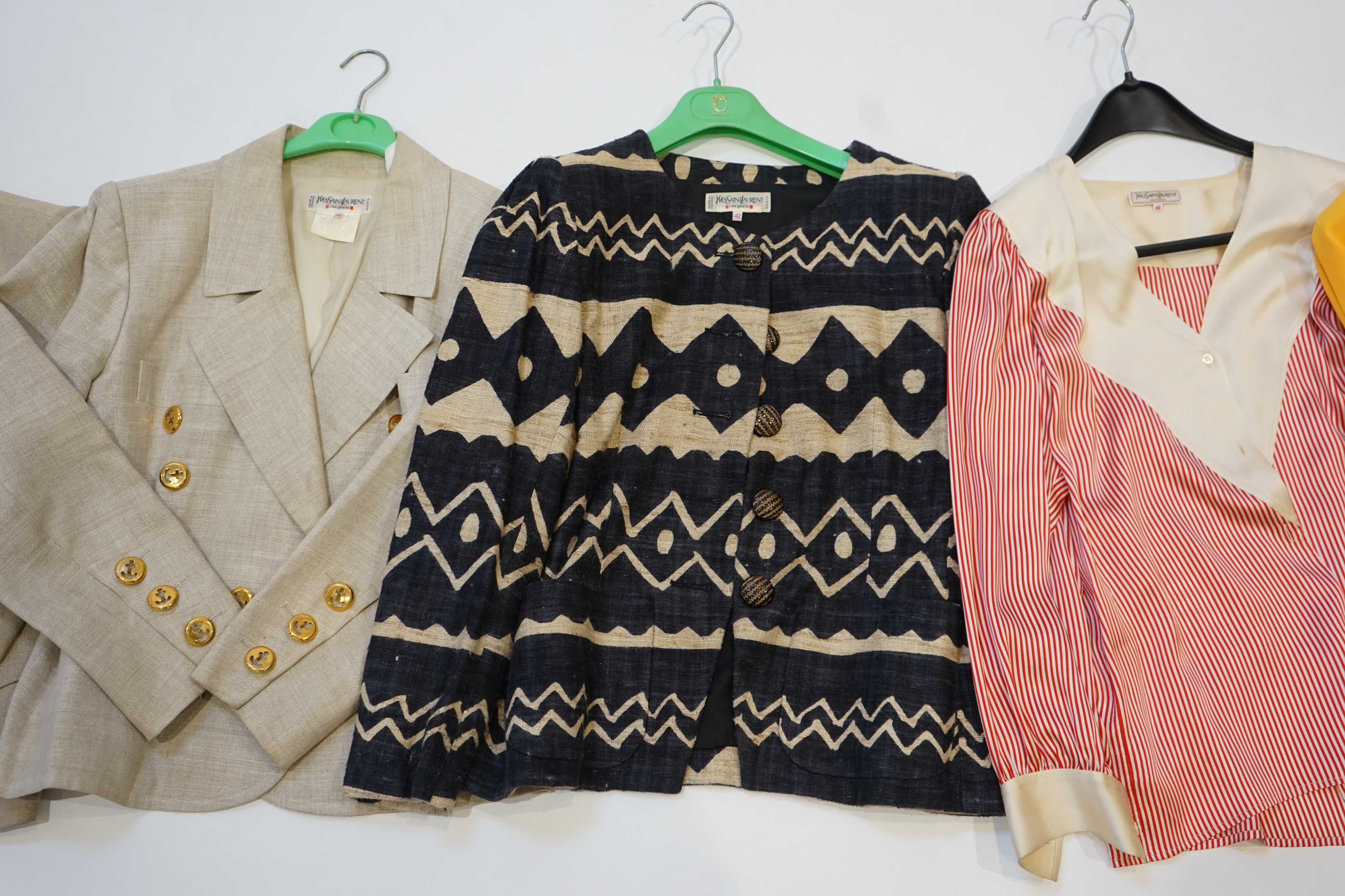 Six Yves Saint Laurent Rive Gauche vintage jackets and a blouse, all size IT 42